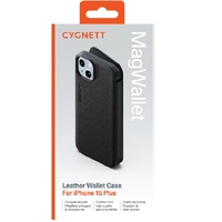 Cygnett MagWallet Apple iPhone 15 Plus (6.7') Leather Wallet Case - Black(CY4595MAGWT),360° Protection,Multi-Angle,3x Card Slots,MagSafe,4FT DropProof