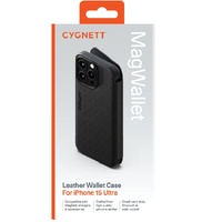Cygnett MagWallet Apple iPhone 15 Pro Max (6.7') Leather Wallet Case-Black(CY4597MAGWT),360° Protection,Multi-Angle,3xCard Slots,MagSafe,4FT DropProof