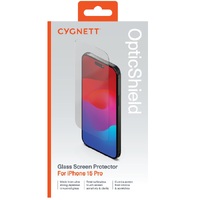 Cygnett OpticShield Apple iPhone 15 Pro (6.1') Tempered Glass Screen Protector - (CY4601CPTGL), Superior Impact Absorption, Scratch Protection
