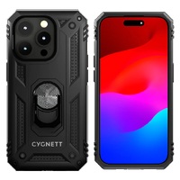 Cygnett Apple iPhone 15 Pro Max (6.7 inch) Rugged Case - Black (CY4635CPSPC) Integrated kickstand Secure and magnetic disk mount 6ft drop protection