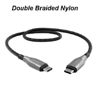 Cygnett Armoured Braided USB-C to USB-C (2.0) Cable (0.5M) - Black (CY4673PCTYC), 5A 100W, 480Mbps, Turbo Charge, Best for Laptop, 5 Years Warranty