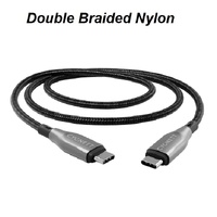 Cygnett Armoured Braided USB-C to USB-C (2.0) Cable (2M) - Black (CY4676PCTYC), 5A 100W, 480Mbps, Turbo Charge, Best for Laptop, 5 Years Warranty