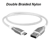 Cygnett Armoured Braided USB-C to USB-A (2.0) Cable (1M) - White (CY4682PCUSA), 3A 60W, 480Mbps, Turbo Charge, Best for Laptop, 5 Years Warranty