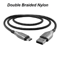 Cygnett Armoured Braided USB-C to USB-A (2.0) Cable (2M) - Black (CY4683PCUSA), 3A 60W, 480Mbps, Turbo Charge, Best for Laptop, 5 Years Warranty