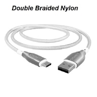 Cygnett Armoured Braided USB-C to USB-A (2.0) Cable (2M) - White (CY4684PCUSA), 3A 60W, 480Mbps, Turbo Charge, Best for Laptop, 5 Years Warranty