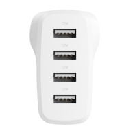 Cygnett PowerPlus 24W Multi Port USB-A Wall Charger - White(CY4768PDWCH) 4xUSB-A (12W),Compact,Lightweight,24W Max,2 Years Warranty