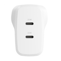 Cygnett PowerPlus 35W Dual Port USB-C PD Fast Wall Charger -White(CY4774PDWCH),2xUSB-C(35W), Best for iPhone,Samsung fts PPS  USB-C Devices, 2 Years W