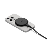 Cygnett ChargePuck Qi2 15W Fast Wireless Charger -Black(CY5061CCRGP), Compact  Lightweight,1.2M USB-C Cable,Perfect for Travel,2 Years Warranty