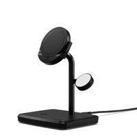 Cygnett ChargeBase Qi2 3-in-1 Magnetic 15W Wireless Charger-Black(CY5069BUNCP),1.2M USB-C Cable,5W Watch Charger, 180 degree Swivel Head,2 Years Warra