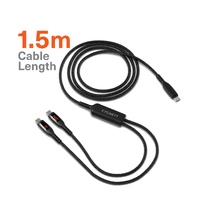 Cygnett Unite Intelli USB-C to Dual USB-C Split LED Cable 1.5M - Black(CY5504PCCCC), 140W, 480Mbps Transfer, Fast Charge, 2 Years Warranty