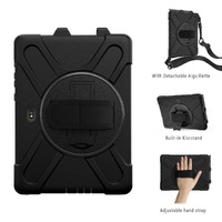 Generic Rugged Samsung Galaxy Tab Active4 Pro (10.1 inch) Case Black - Built-in-Kickstand Adjustable Hand Strap Shoulder Strap Pen Holder DropProof