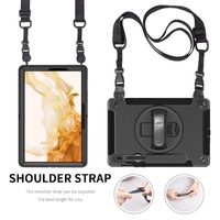 Pisen Rugged Samsung Galaxy Tab S9 (11 inch)   Tab S9 FE (10.9 inch) Case Black - Built-in-KickstandAdjustable Hand StrapShoulder StrapPen HolderDropP