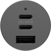 OtterBox USB-C 72W Triple Port Premium Pro Fast Car Charger - Black (78-80899), 1x USB-A (12W), 2x USB-C 30W (60W Shared), Intelligent, Safe Charging