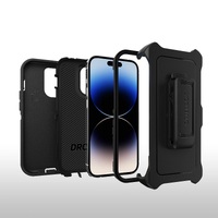OtterBox Defender Apple iPhone 14 Pro Case Black - (77-88379) DROP 4X Military Standard Multi-Layer Included Holster Raised Edges Rugged