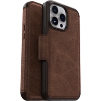 OtterBox Strada Apple iPhone 14 Pro Max Case Brown - (77-88568), DROP+ 3X Military Standard, Leather Folio Cover, Card Holder, Raised Edges,Soft Touch
