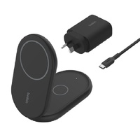 Belkin BoostCharge 2-in-1 Magnetic Wireless Foldable Charger with Qi2 15W-Black (WIZ028auBK),36W USB-C PSU,Charges 2 Device,CEW $2500,2 Years Warranty