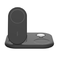 Belkin BoostCharge 3-in-1 Magnetic Foldable Wireless Charger 15W With Qi2 - Black (WIZ029auBK),30W USB-C PS,1.5m USB-C to USB-C Cable,2 Years Warranty