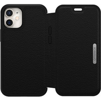 OtterBox Strada Apple iPhone 12 Mini Case Black - (77-65371) DROP 3X Military Standard Leather Folio Cover Card Holder Raised Edges Soft Touch