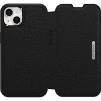 OtterBox Strada Apple iPhone 13 Case Black - (77-85798) DROP 3X Military Standard Leather Folio Cover Card Holder Raised Edges Soft Touch