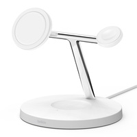Belkin BoostCharge Pro 3-in-1 Wireless Charger with MagSafe 15W - White(WIZ009auWH),Multi-Device Fast Charger,Charge in any orientation,AC Adapter