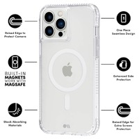 Case-Mate Apple iPhone 13 Pro Max - Tough Clear Plus (Works with MagSafe) - Clear (CM046576), 15-foot drop protection, Plant Based Materials