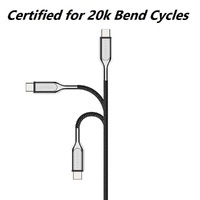 Cygnett Armoured Lightning to USB-C Cable (1M) - Black (CY2799PCCCL), 30W, Braided, 20K Bend, MFi, 0-50% Charge in 30mins, Fast Charge, 5 Yr. WTY.