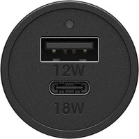 OtterBox 30W Dual Port Premium Car Charger - Black (78-52545), 1x USB-A (12W),1x USB-C PD (18W), Compact, Smart & Safe Charging,Charge Multiple Device