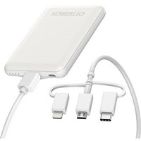 OtterBox Mobile Charging Kit - White (78-52705), Includes 5K mAh Power Bank, 3-in-1 Cable with USB-A to USB-C, Micro-USB & Lightning Port, Ultra Slim