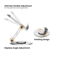 Brateck PHS06-6 FOLDING ALUMINUM PHONE  TABLET STAND WITH 360 degree ROTATION Fits smartphone and tablet ¤10 - Silver