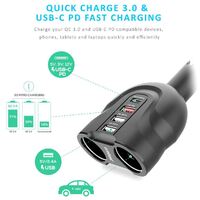 mbeat Gorilla Power Four Port USB-C PD  QC3.0 Car Charger with Cigar Lighter Splitter