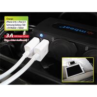 mbeat  3A   15W Dual Port USB and Dual Cigarette Lighter Car Charger - 2x USB 2x Cigarette Charger Expanders