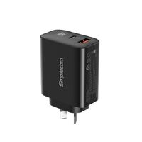 Simplecom CU265 Dual Port PD 65W GaN Fast Wall Charger USB-C  USB-A for Phone Laptop