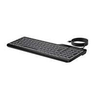 HP 405 Multi-Device Backlit Wired Keyboard Removable USB-C cable with USB-A Slim Full-size Numpad LED light Multi-OS compatible 150cm Cable Black