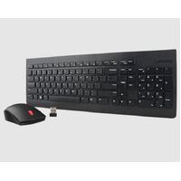 LENOVO Essential Wireless Combo Keyboard  Mouse 2.4GHz via Nano USB 3 Buttons Optical Mouse 1200DPI 3M Clicks (US English 103P)