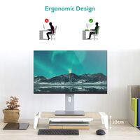 mbeat activiva Eroglife Monitor Stand Riser with Storage Drawer -  Ergonomic Design Reduces Eye Strain and Improves Work Posture White Oak