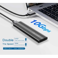 Oxhorn  USB C 3.2 Gen 2 M.2 NVMe NGFF Enclosure 10 Gbps BM Key M.2 NVMe SSD up to 4TB 2280 2260 2242 2230 Aluminum Macs Windows USB-A Black 2 YR WTY
