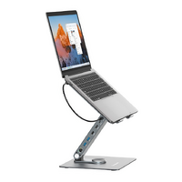 Simplecom CHT660 Adjustable Aluminium Laptop Stand with 6-Port USB-C Docking Station Dual 4K HDMI Display Compatible with laptops from 10 to 17 inches