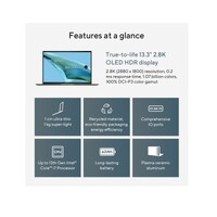 ASUS Zenbook S 13 OLED Intel Core Ultra 7 Processor 155U 1.7 GHz Windows 11 Home  32GB LPDDR5X 1TB M.2 NVMe PCIe 4.0 SSD