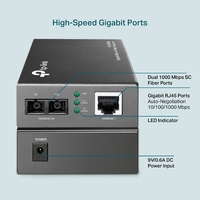 TP-Link MC200CM 1000Mbps RJ45 to 1000Mbps multi-mode SC fiber Converter Full-duplex up to 550m switching power adapter chassis TL-MC1400 rack-moun