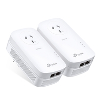 TP-Link TL-PA9020P KIT AV2000 2-Port Gigabit Passthrough Powerline Starter Kit HomePlug AV2 Up To 2000Mbps 2X2 MIMO With Beamforming Plug and Play