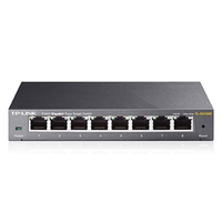 TP-Link TL-SG108E 8-Port Gigabit Easy Smart Switch Provides network monitoring traffic prioritization and VLAN Web-based user interface Fanless