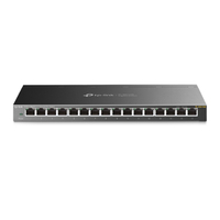 TP-Link TL-SG116E 16-Port Gigabit Unmanaged Pro Switch Desktop Wall Mounting L2 Features 32xVLAN 32Gbps Capacity 23.81Mpps 8K MAC 4.1Mb Buffer Fanless