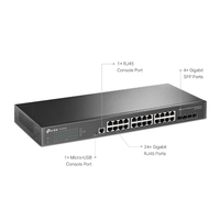 TP-Link TL-SG3428 JetStream 24-Port Gigabit L2 Managed Switch with 4 SFP Slots IGMP Snooping QoS Rack Mountable Fanless Support Omada Controller