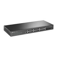 TP-Link TL-SG3428X JetStream 24-Port Gigabit L2 Managed Switch with 4 10GE SFP Slots IGMP Snooping Omada Rack Mountable Fanless