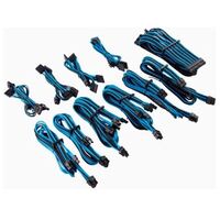 For Corsair PSU - BLUE BLACK Premium Individually Sleeved DC Cable Pro Kit Type 4 (Generation 4)