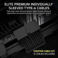 For Corsair PSU - Elite Premium Individually Sleeved Type-4 PSU Cables Starter Kit - Black