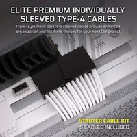 For Corsair PSU - Elite Premium Individually Sleeved Type-4 PSU Cables Starter Kit - White