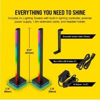 Corsair iCUE LT100 Smart Lighting Towers Starter Kit ICUE Software Long Last LED. Pre-set Effects.Enhanced entertainment and visual experience