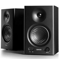 Edifier MR4 Studio Monitor - Smooth Frequency 1 inch Silk Dome Tweeter 4 inch  Diaphragm Woofer Wooden RCA TRS AUX Ideal for Content Creators -Black (