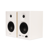 Edifier MR4 Studio Monitor - Smooth Frequency 1 inch Silk Dome Tweeter 4 inch  Diaphragm Woofer Wooden RCA TRS AUX Ideal for Content Creators -White (